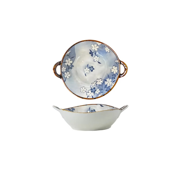 Ceramic Noodle and Soup Bowl with Handle