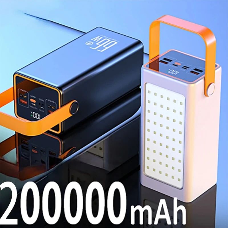 Ultra-Capacity 200000mAh Power Bank with 66W Fast Charge and LED Light