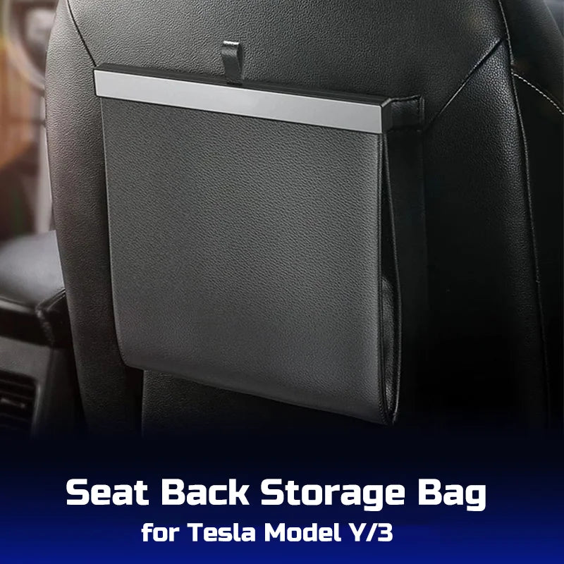 Magnetic PU Leather Seat Back Storage Bag for Tesla Model Y/3