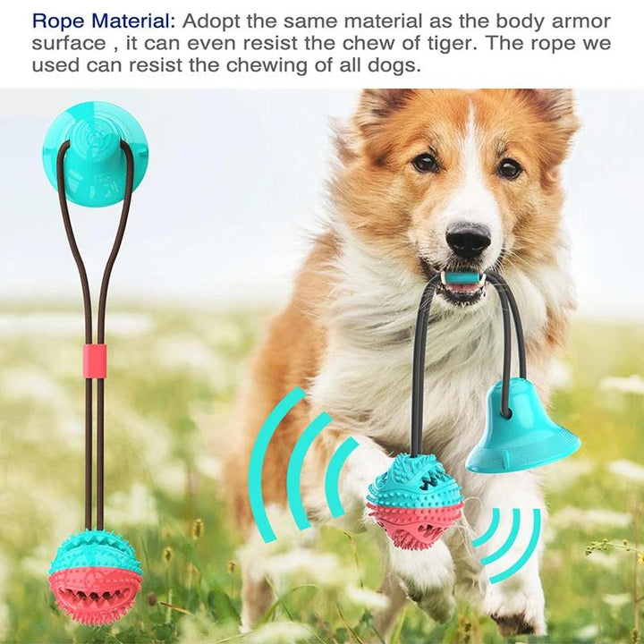 Interactive Chew Ball for Large Dogs: Suction Cup Rope Toy with Treat Dispenser & Dental Care