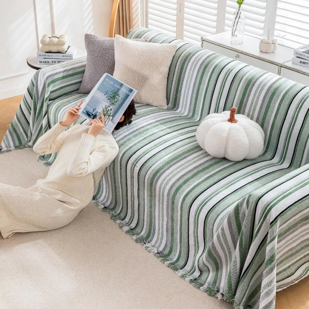 Striped Chenille Sofa Cover