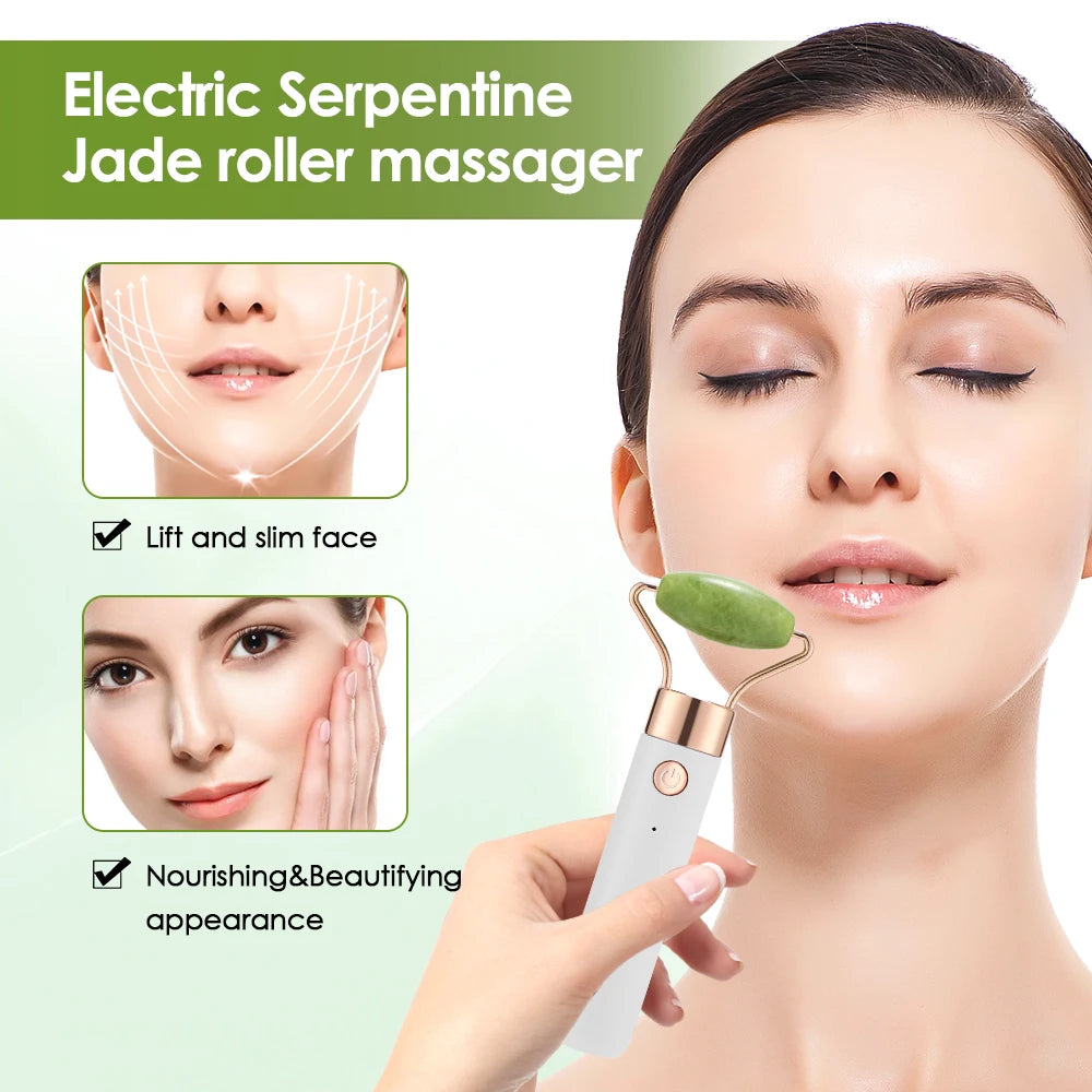 Electric Jade Roller Massager for Facial and Body Relaxation