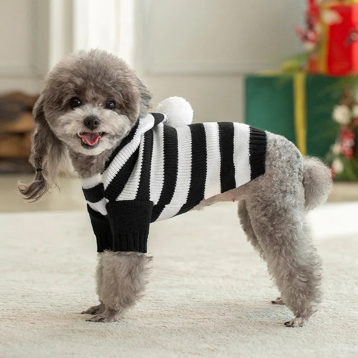 Cozy Knitted Dog Sweater for Small to Medium Dogs - Striped, Winter Warm Pet Clothing