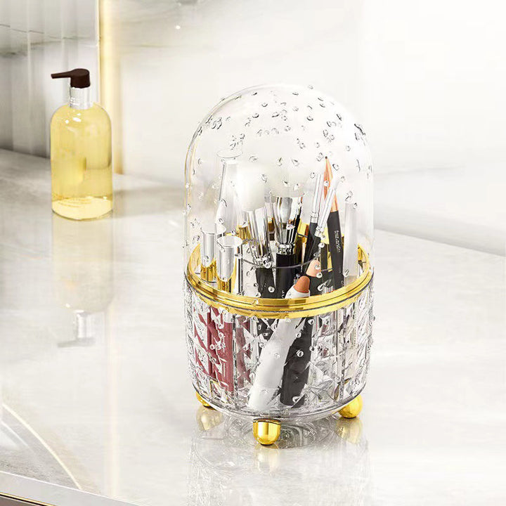 360° Rotating Dustproof Makeup Brush Holder and Organizer