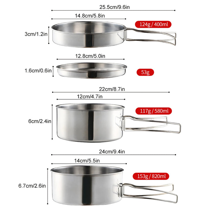 Stainless Steel Camping Cookware Set