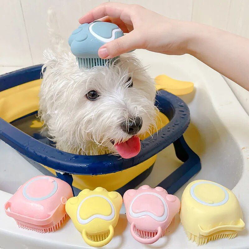 Multi-Purpose Silicone Pet Bath & Massage Brush for Dogs and Cats