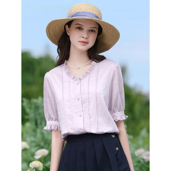 Summer Elegance V-Neck Chiffon Blouse