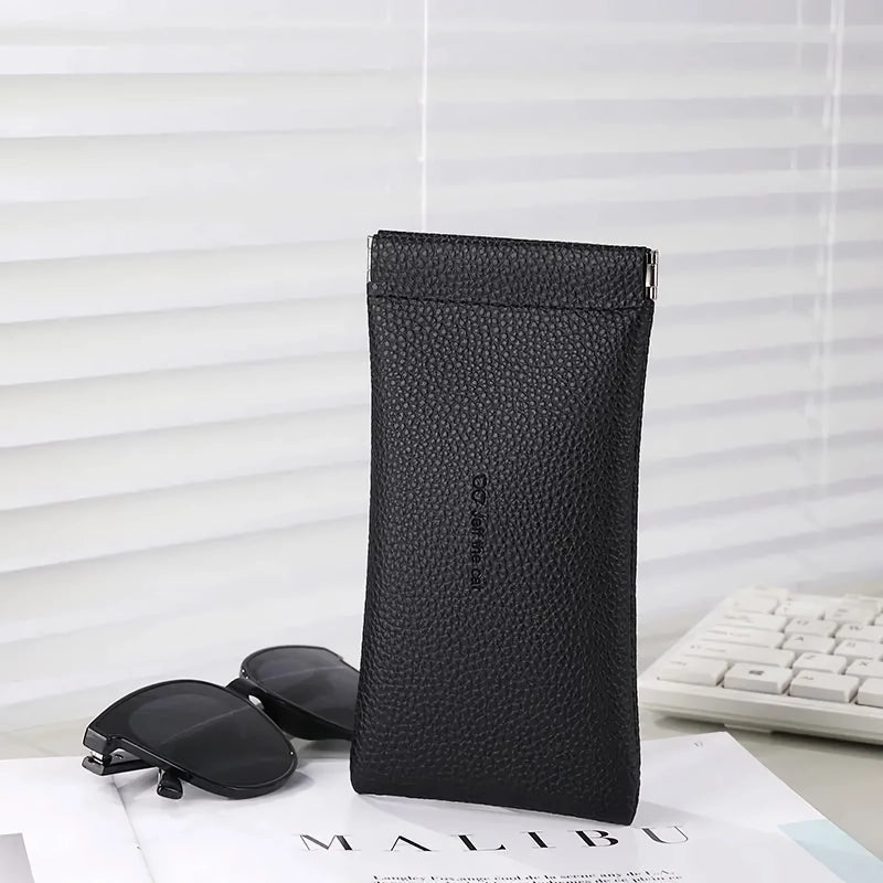 Elegant PU Leather Glasses Case with Automatic Closure