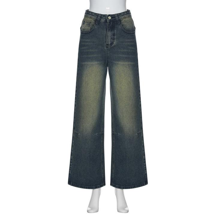 Women's Summer New Washed Gradient Retro Mid-waist Jeans