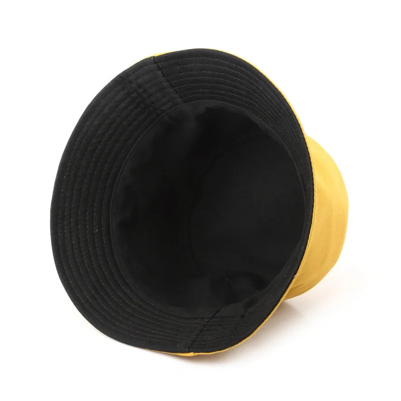 Classic Cotton Black Reversible Bucket Hat – Casual Sun Cap for Outdoor Adventures