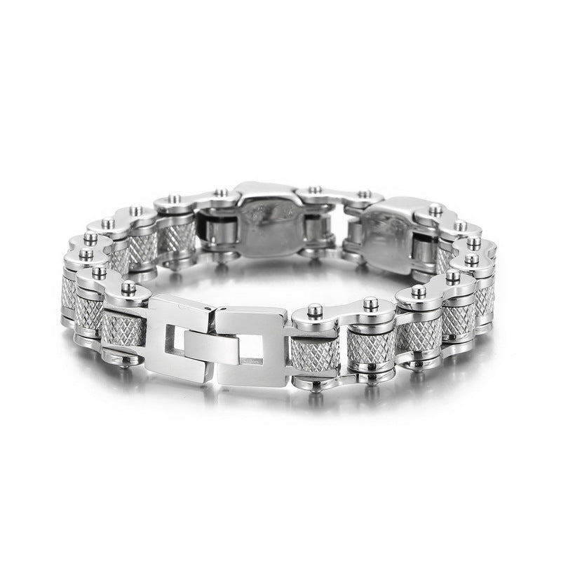 Skull Bike Chain Titanium Steel Men's Bracelet