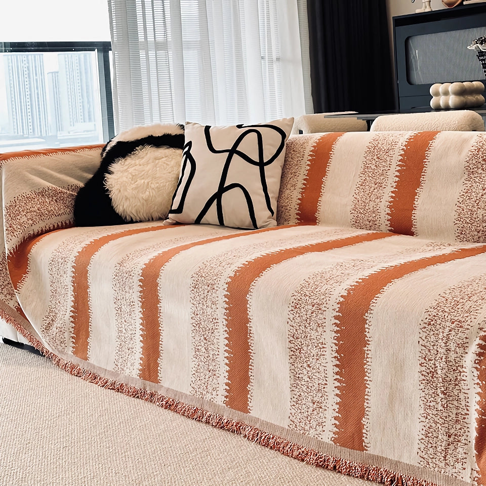 Striped Chenille Sofa Cover Anti-Scratch Throw Blanket