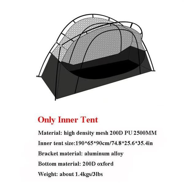 Lightweight Single Person Outdoor Camping Bed Tent with Mosquito Net and Aluminum Poles