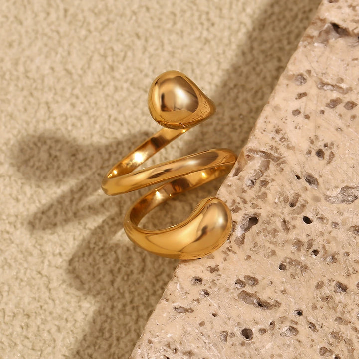 18K Gold Plated Double Layered Spiral Snake Ring