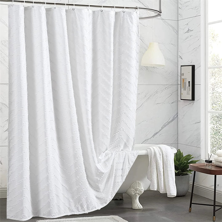 Modern Farmhouse Waterproof White Shower Curtain