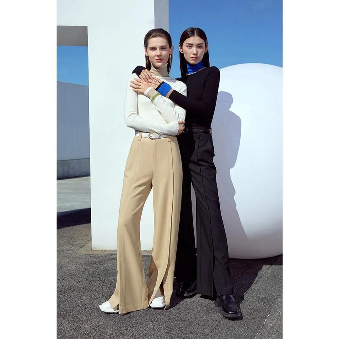 Winter Casual High-Slit Wide Leg Trousers for Women