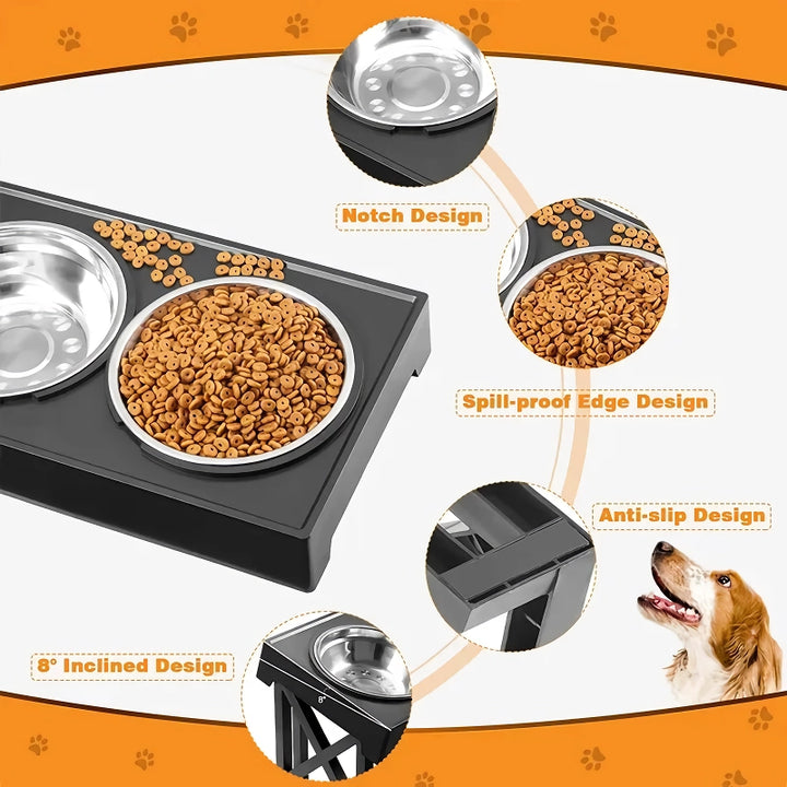 Adjustable Dog Elevated Bowls Stand