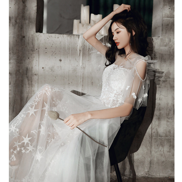 White Season New Wedding Dress Fairy Slimming Long Dress