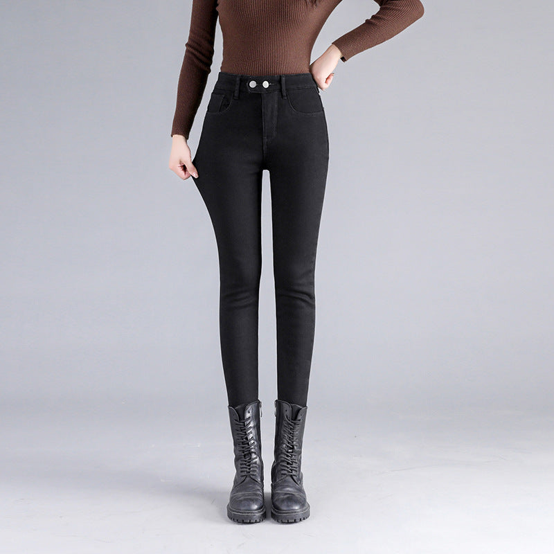 All-matching Straight Ankle-length Double Buckle Stretch Leggings