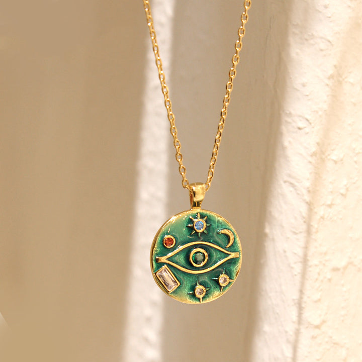 Women's Fashion Vintage Enamel Drip Enamel Pendant Necklace