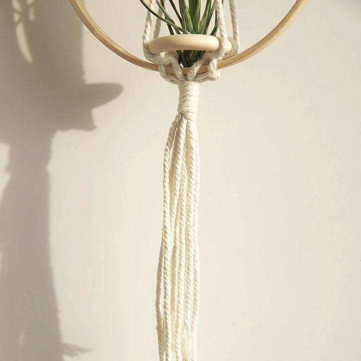 Macrame Knitted Wooden Boho Style Air Hanging Planter