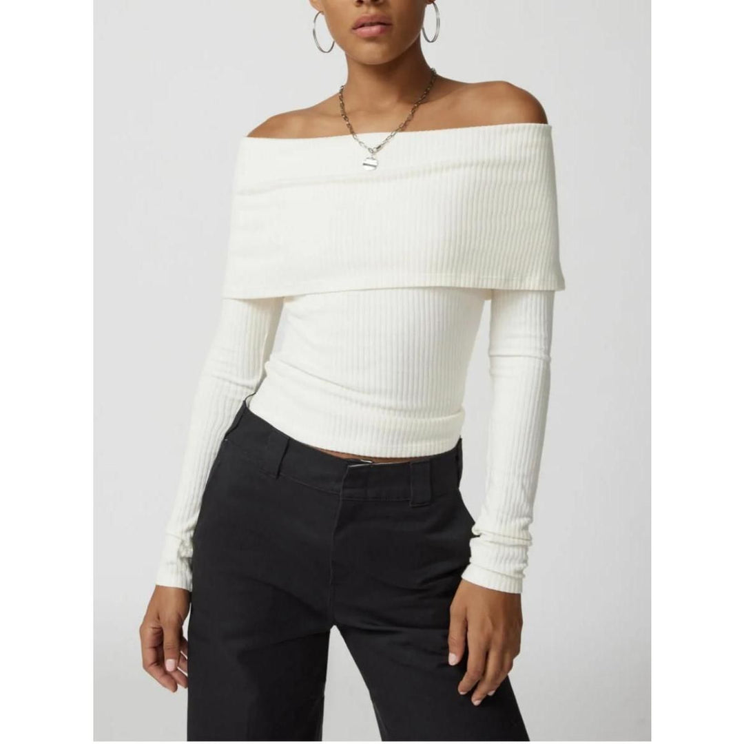 Elegant Off-Shoulder Knit Sweater