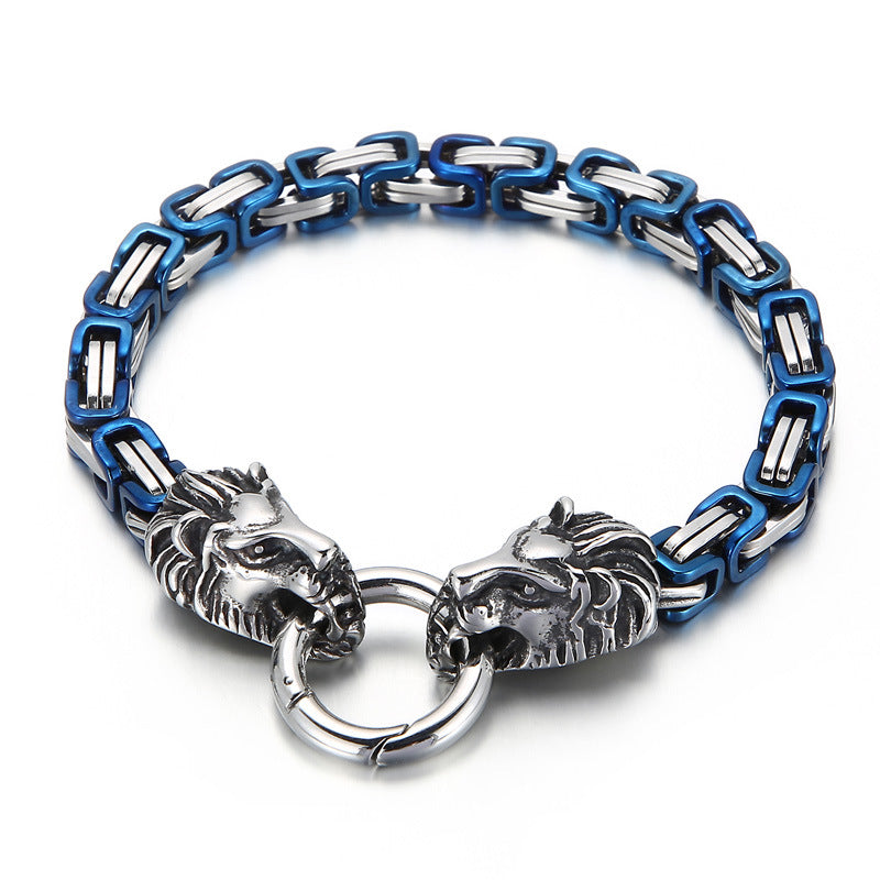 Domineering Lion Head King Chain Titanium Steel Men's Bracelet