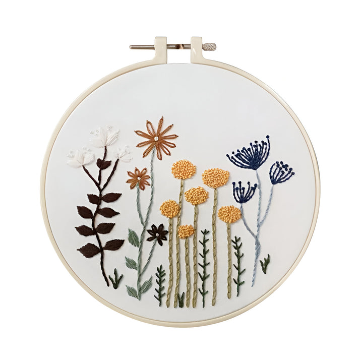 Beginner Floral Embroidery Kit with Cross Stitch Patterns