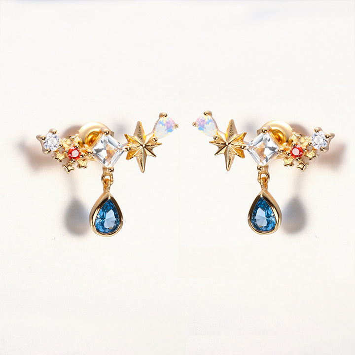 Amusement Park Blue Water Drop Earrings