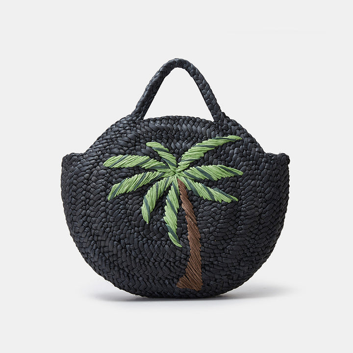Summer Beach Embroidered Straw Tote Bag for Women