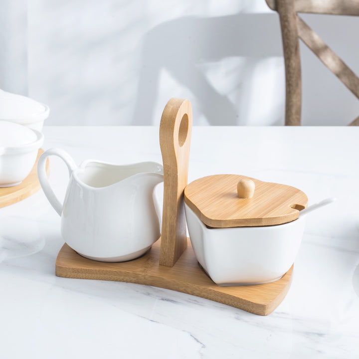 Elegant White Ceramic Sugar and Milk Pot Set for Coffee Enthusiasts