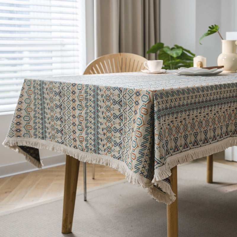 American Geometric Jacquard Bohemian Tablecloth