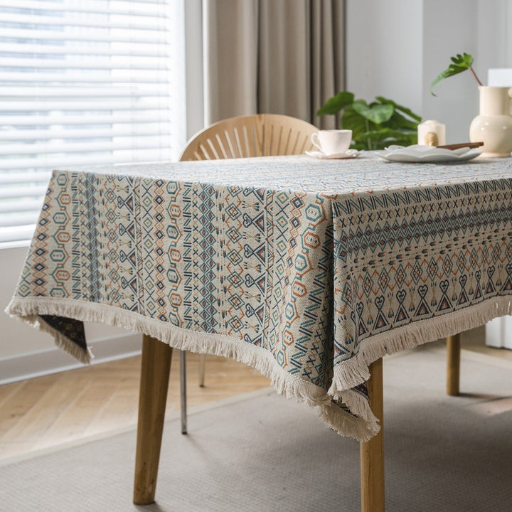 American Geometric Jacquard Bohemian Tablecloth