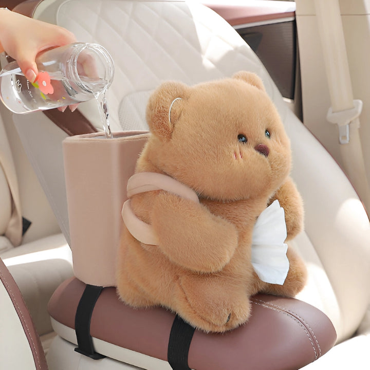 Cute Bear 2-in-1 Car Tissue Box & Trash Can