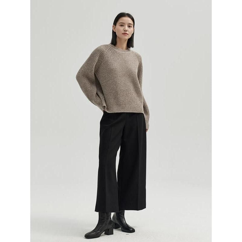 Melange Wool Warm Loose-Fit Pullover