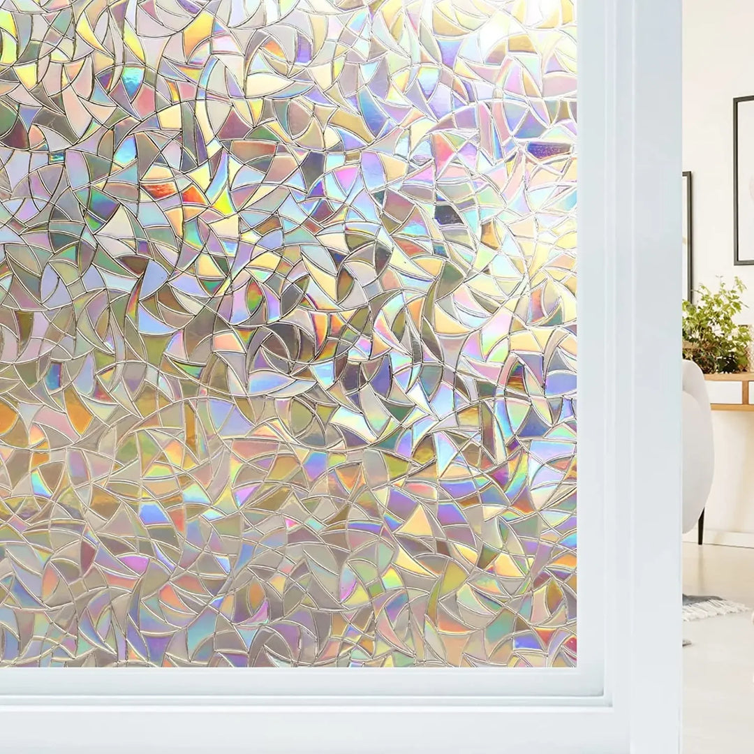 Window Privacy Film Rainbow Static Cling Stained Glass Film