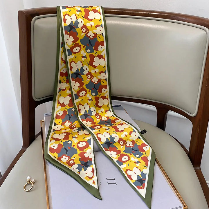 Floral Silk-Feel Long Scarf - Versatile Accessory for All Seasons