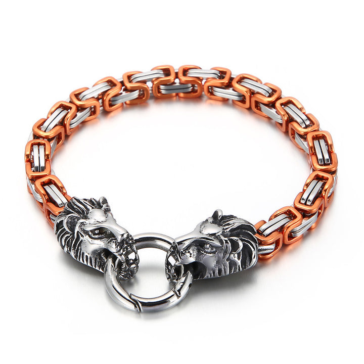 Domineering Lion Head King Chain Titanium Steel Men's Bracelet