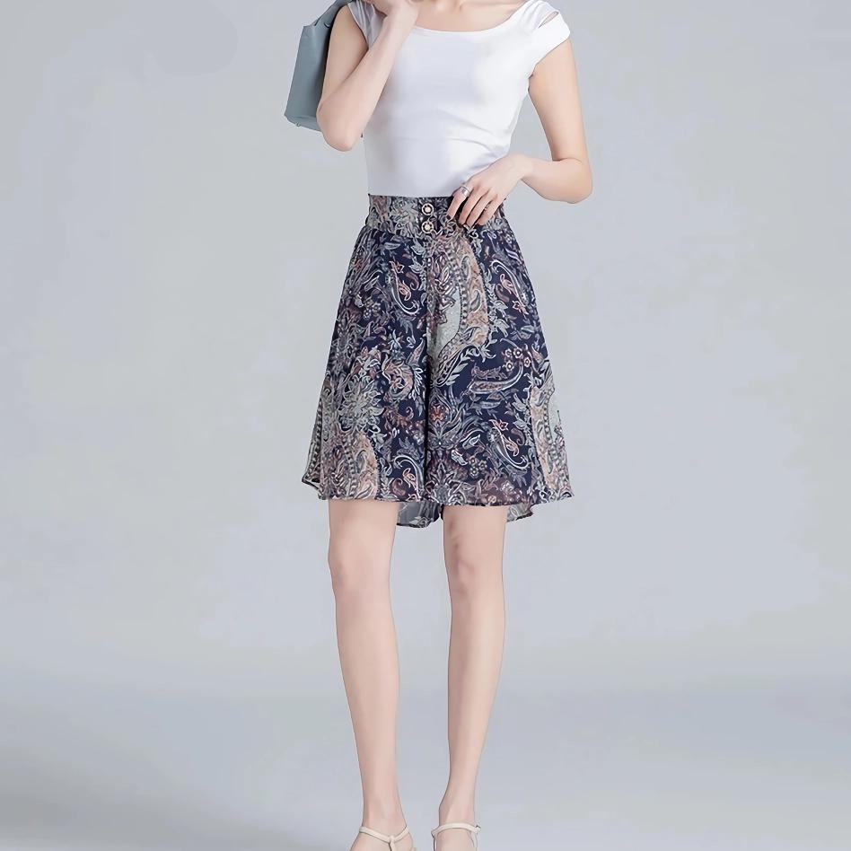 Women's Summer Chiffon Wide Leg Shorts Skirt