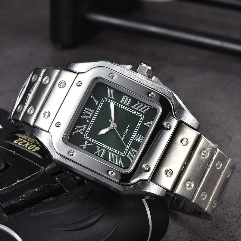 Men's 3-pin Quartz Square All-steel Watch