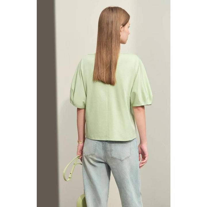 Summer Casual Slash Neck Lantern Sleeve Top