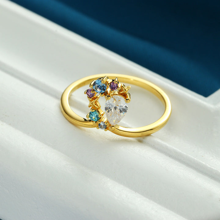 Drop-shaped Colorful Zircon Ring For Women