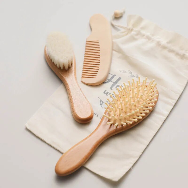 Beech Wood Baby Hair Brush and Massager