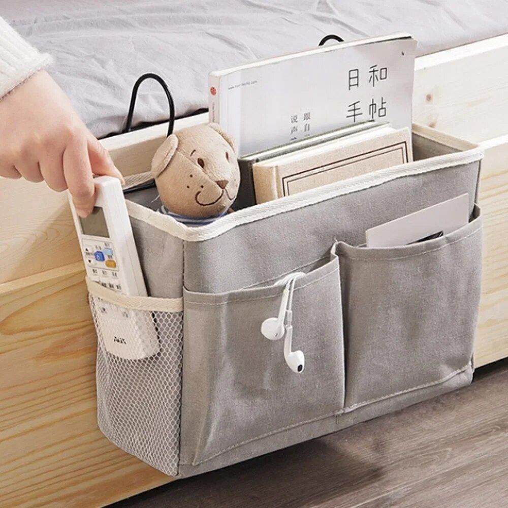 Multi-Purpose Bedside Storage Organizer: Canvas Hanging Pocket for Bedroom Essentials