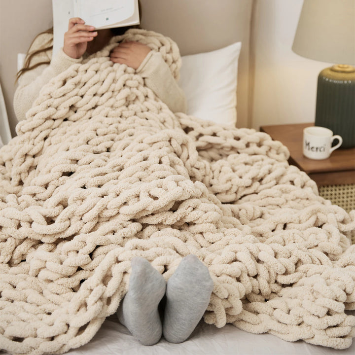 Cozy Chenille Chunky Knit Blanket Throw