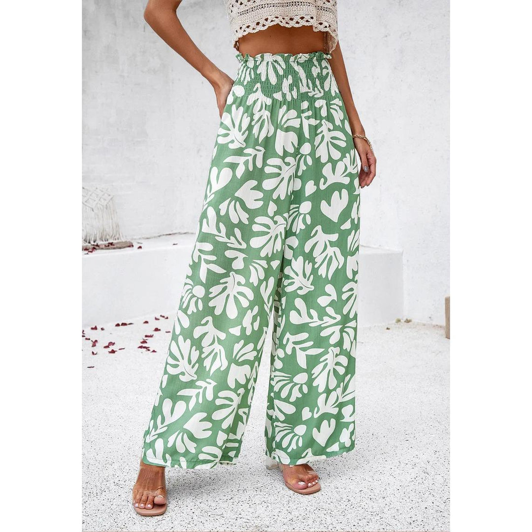 Elegant Wide-Leg Printed Trousers for Women