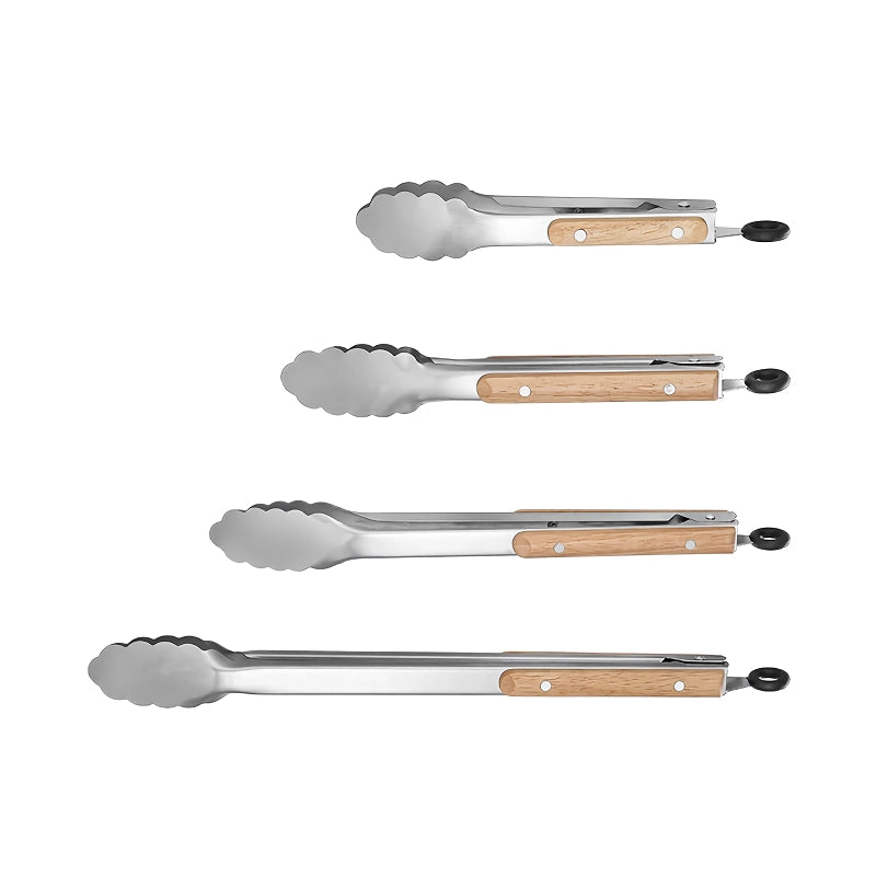 Wooden Handle Stainless Steel Food Tongs