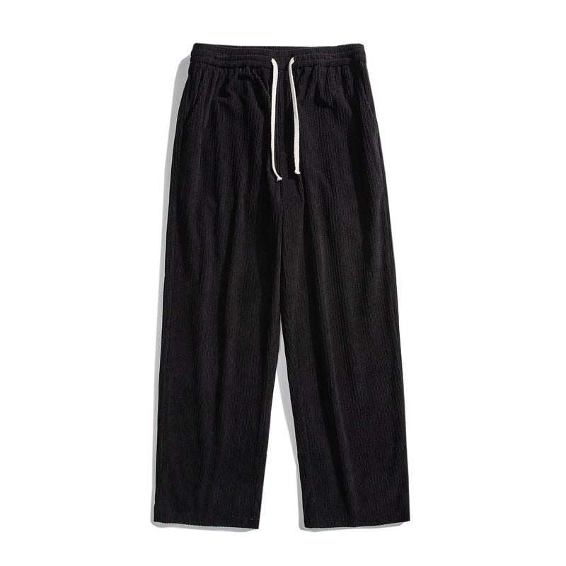 Fleece-lined Thick Loose Straight Corduroy Pants