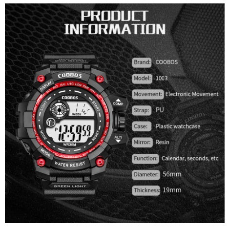 Waterproof Sports Electronic Luminous Men's And Women's Watch