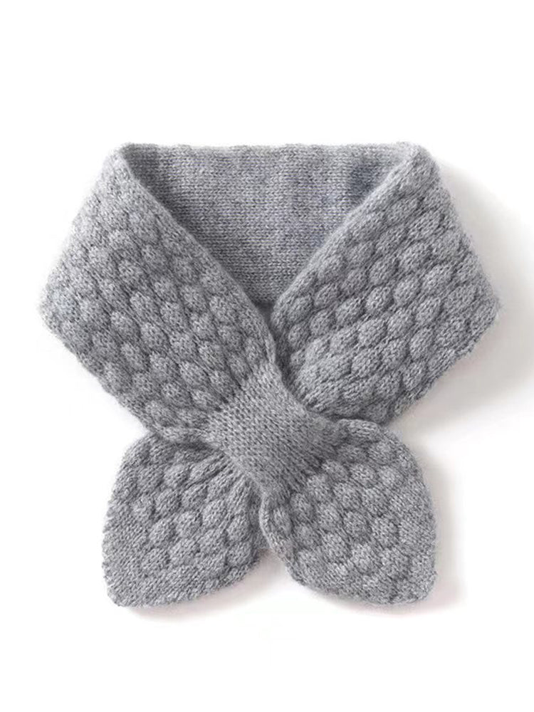 100% Pure Cashmere Moss Stitch Bowknot Scarf